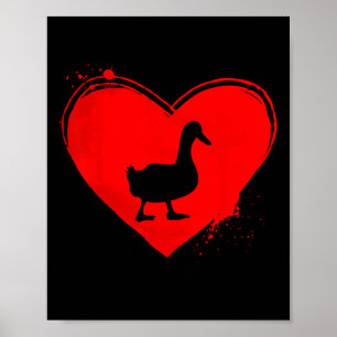 Poster Silhueta de Pato Forma de Coração Dia dos Namorado