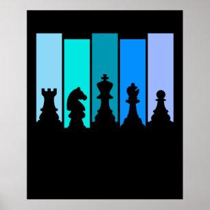 Poster Silhueta de Peças de Xadrez