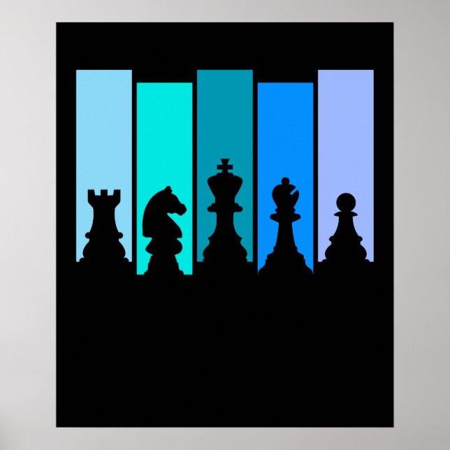 Poster Silhueta de Peças de Xadrez (Frente)