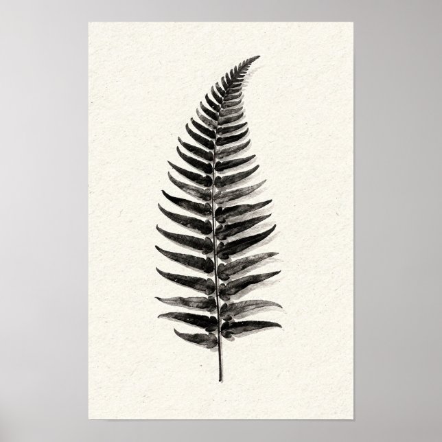 Poster Silhueta de Samambaia Monocromática 12 x 18 (Frente)