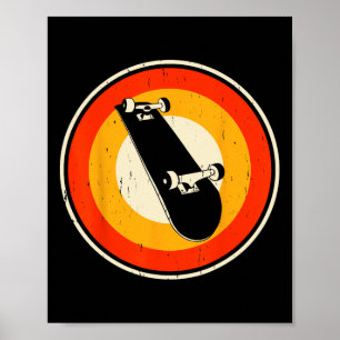 Poster Silhueta de skate retrô Skatista Skate