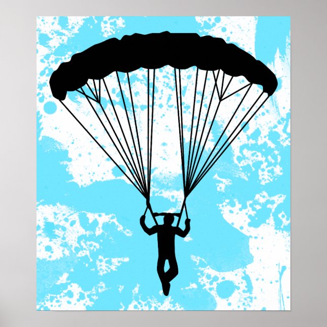 Pôster silhueta de skydiver (Frente)