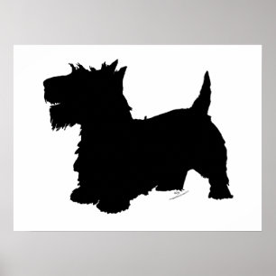 Pôster Silhueta de Terrier Escocês
