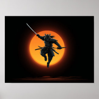 Poster Silhueta Dinâmica do Samurai Saltando