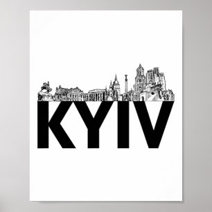 Poster Silhueta do Contorno da Cidade de Kiev Ucrânia Eur