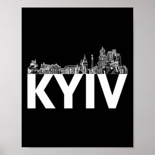Poster Silhueta do Contorno da Cidade de Kiev Ucrânia Eur