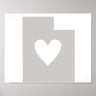 Pôster Silhueta do estado de Utá do coração