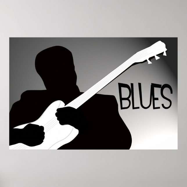 Poster Silhueta do jogador Blues com destaque (Frente)