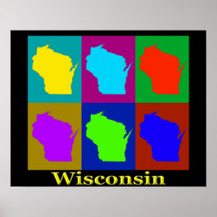 Poster Silhueta do mapa de Wisconsin