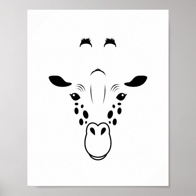 Poster Silhueta do Rosto de Girafa (Frente)