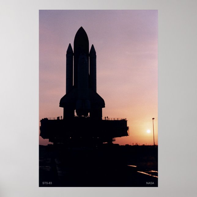 Pôster Silhueta do Shuttle Espacial STS-83 (Frente)