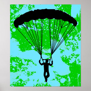 Poster silhueta do skydiver