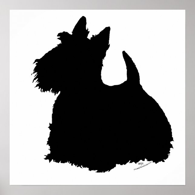 Pôster Silhueta do Terrier Escocês (Frente)