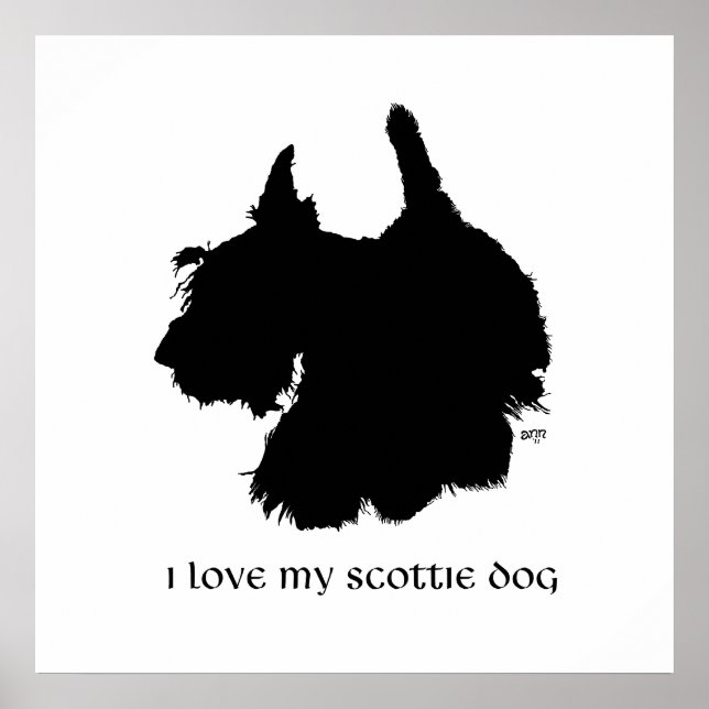 Poster Silhueta do Terrier Escocês (Frente)