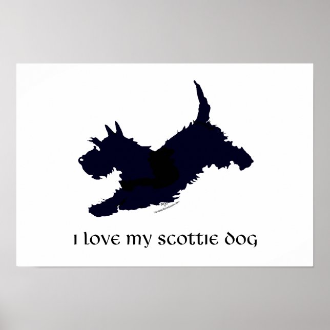 Poster Silhueta do Terrier Escocês Correndo (Frente)