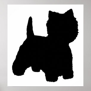 Poster Silhueta do Terrier West Highland White