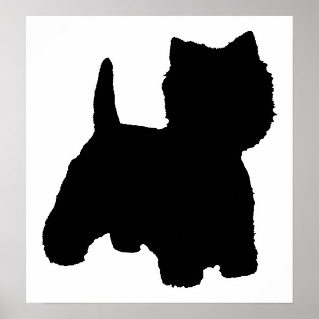 Poster Silhueta do Terrier West Highland White (Frente)