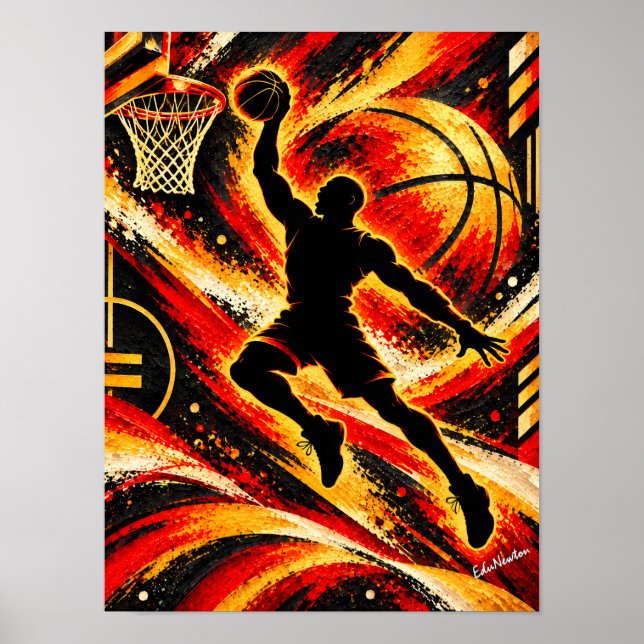 Poster Silhueta Espectacular de Enterro de Basquetebol (Frente)