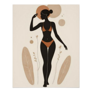 Pôster Silhueta Feminina Sagrada | Deusa Africana Moderna