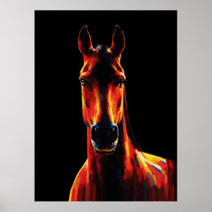 Poster Silhueta Fogueira de Cavalo Majestoso Retrato Dram