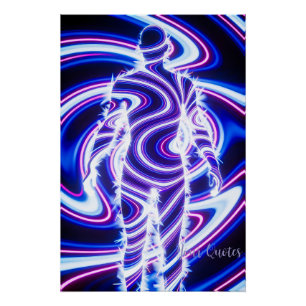 Pôster Silhueta Humana de Energia Neon