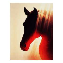 Pôster Silhueta Majestosa de Cavalo Brilho Ardente do Ama