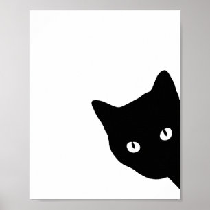 Poster Silhueta Minimalista de Gato Preto Espiando