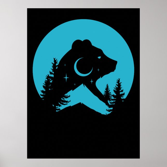 Poster Silhueta Noturna da Floresta de Bear Mountain (Frente)
