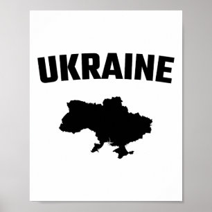 Poster Silhueta Preta Isolada De Um Mapa Da Ucrânia