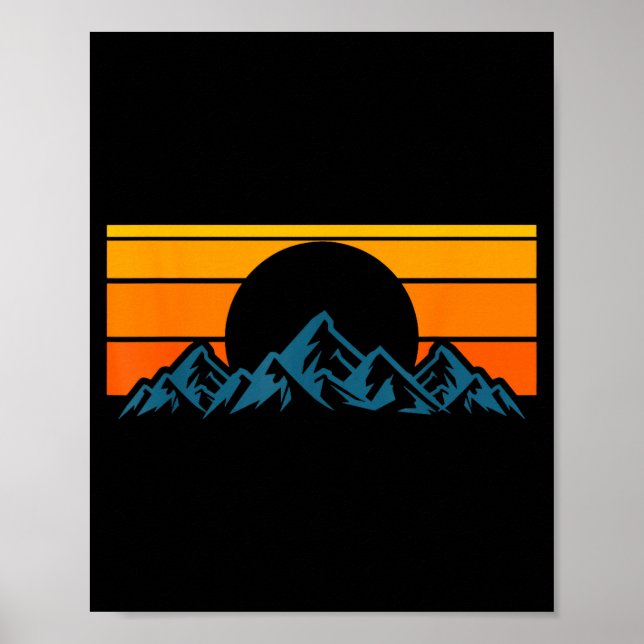 Poster Silhueta Retro da Montanha (Frente)
