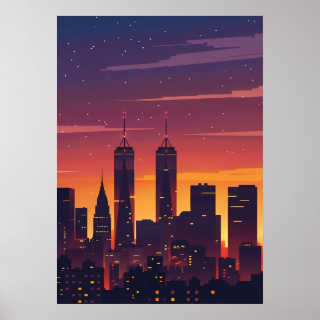 Poster Silhueta Sunset Cityscape (Frente)