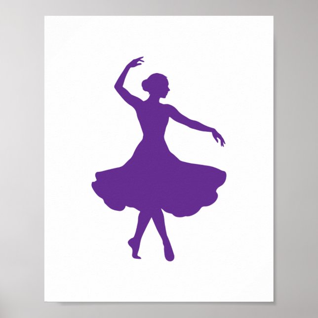 Poster Silhueta Vertical de Bailarina Elegante Parede de  (Frente)