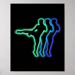 Poster Silhuetas de Artes Marciais Kickboxer Homens Crian