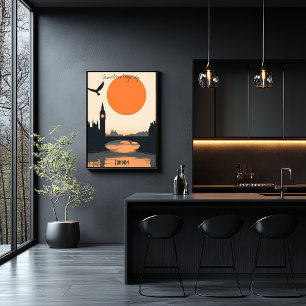 Poster Silhuetas de Londres - Big Ben ao Pôr do Sol