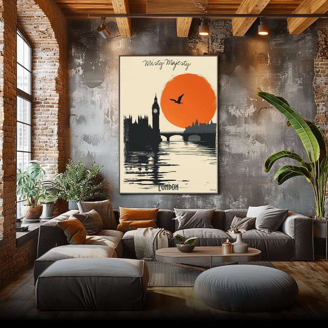 Poster Silhuetas de Londres - Reflexos da Tower Bridge (Criador carregado)
