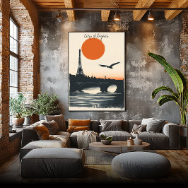 Poster Silhuetas de Paris - Reflexões em Torre Eiffel