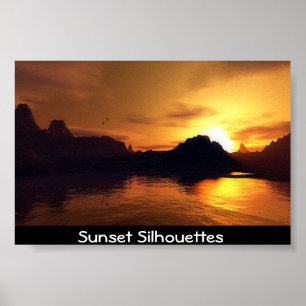 Poster Silhuetas do por do sol