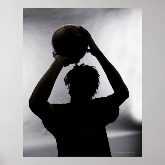 Pôster Silhuette de jogador de basquete (Frente)