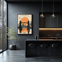 Silhuette de Londres, Tower Bridge Sunset Reflexõe