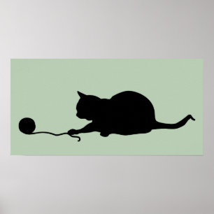 Poster Silhuette of Cat at Play