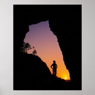 Pôster Silhuette of hiker, Point of the Arches,
