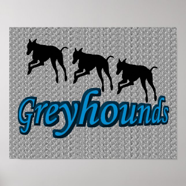 Poster Silhuettes de Greyhound saltando (Frente)