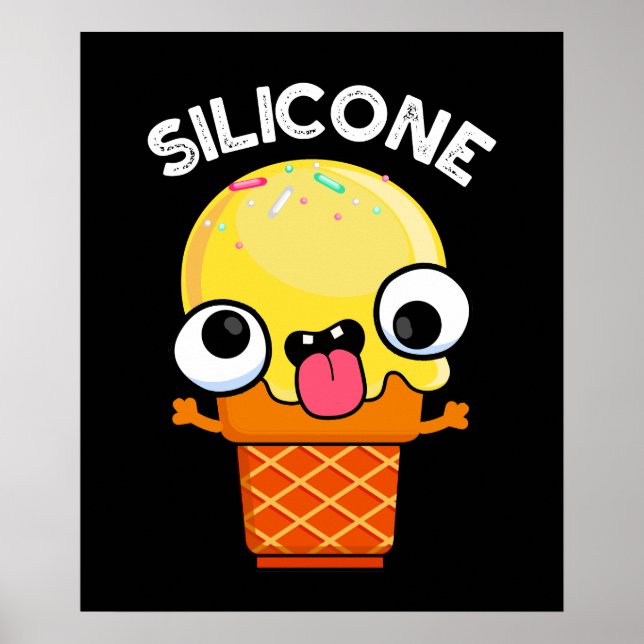 Poster Silicone Funny Sorvete Cone Pun Dark BG (Frente)