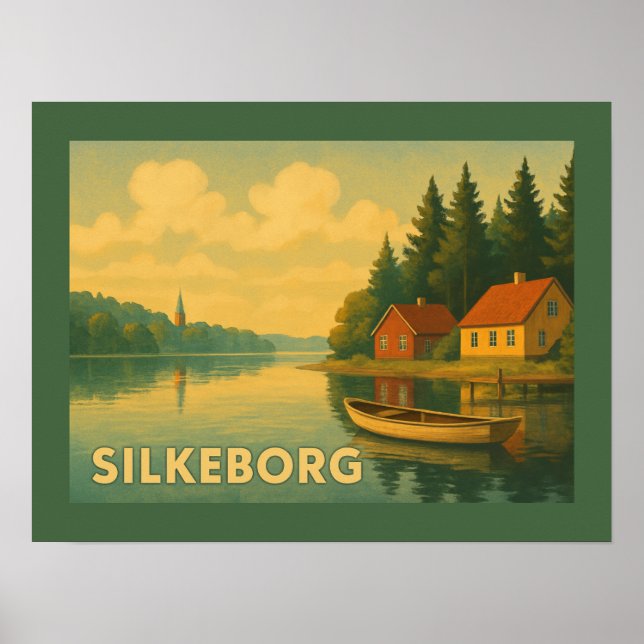 Poster Silkeborg Dinamarca Lago (Frente)