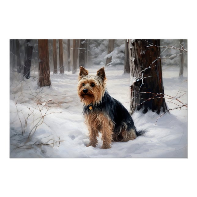 Pôster Silky Terrier Deixe Nevar Natal  (Frente)