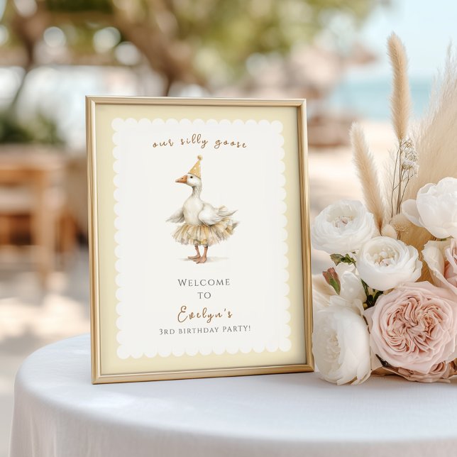 Poster Silly Goose 3rd Birthday Yellow Watercolor Welcome (Criador carregado)