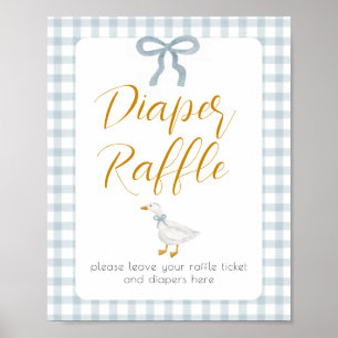 Poster Silly Goose Azul Xadrez Cottagecore Sorteio de Fra