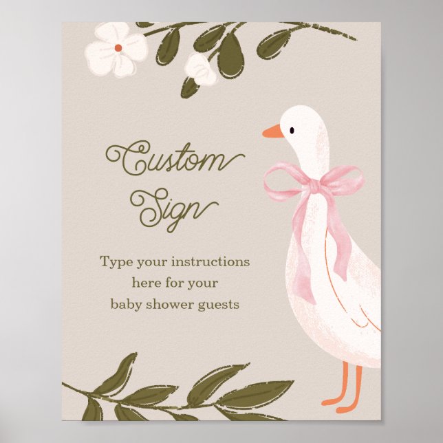 Poster Silly Goose Baby Shower Custom Tabletop Sign (Frente)