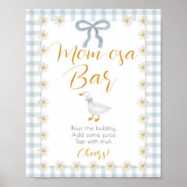 Poster Silly Goose Blue Gingham Baby Shower Mimosa Sign