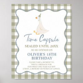 Poster Silly Goose Blue Green 1st Birthday Time Capsule